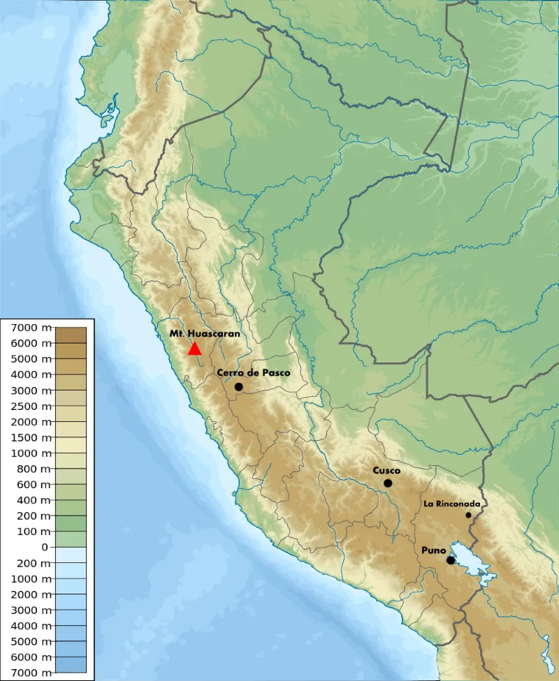 Peru elevation map